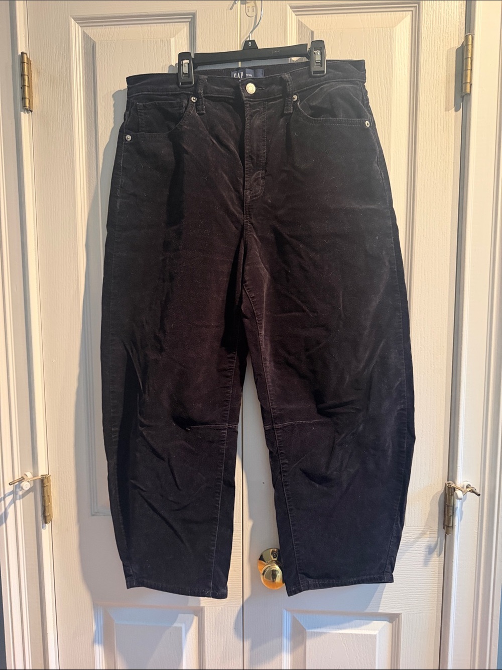 Women’s Black Velour Barrel Leg Jeans